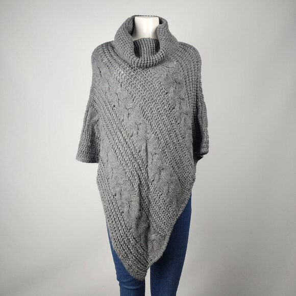 Made in Italy Grey Wool Mohair Poncho Cardigan Size L - Picture 1 of 9